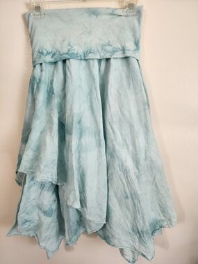Hard Tail Light Blue Tie-Dye Handkerchief Hem Skirt